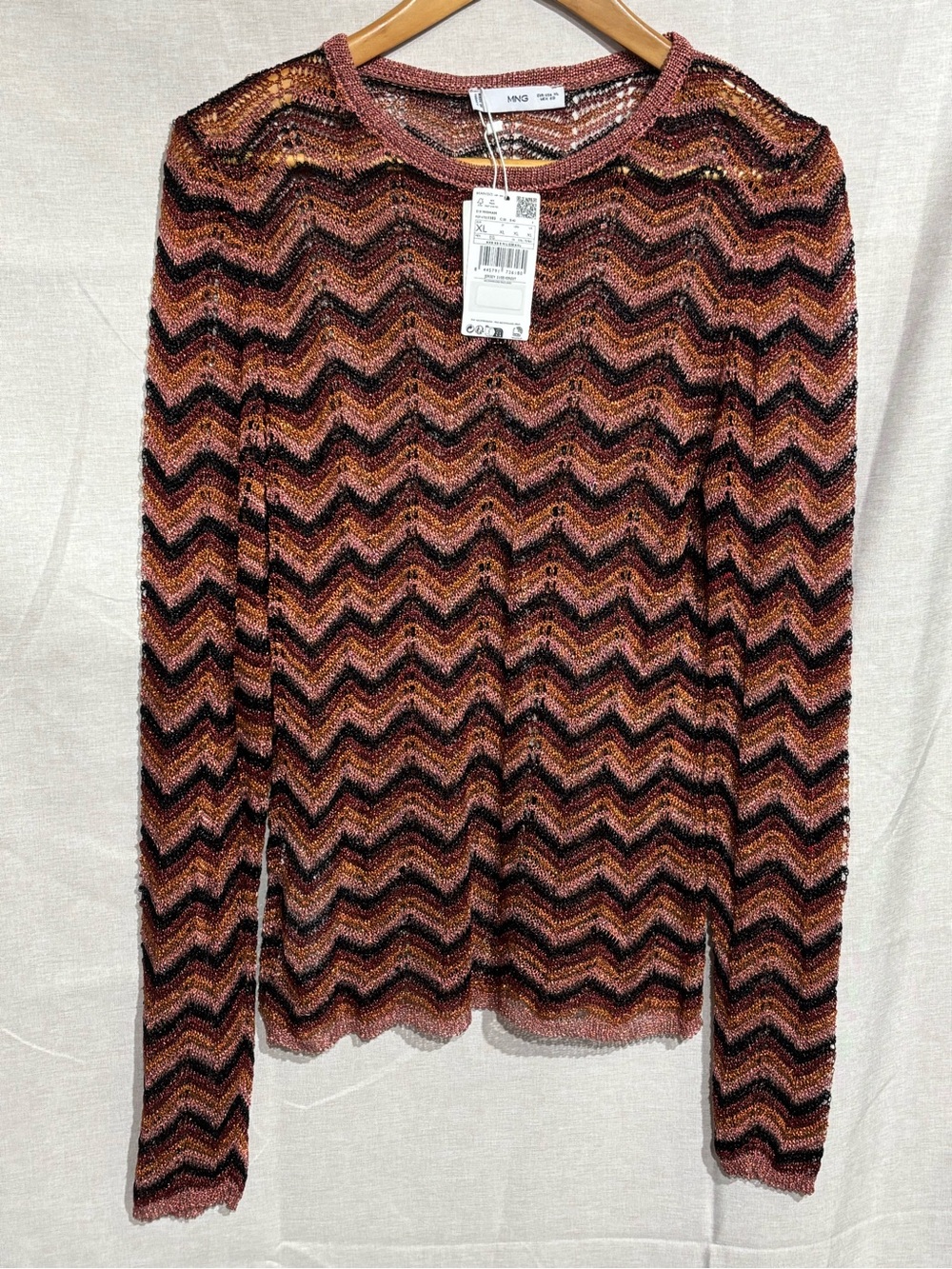 Mango • Crochet Chevron Sweater XL